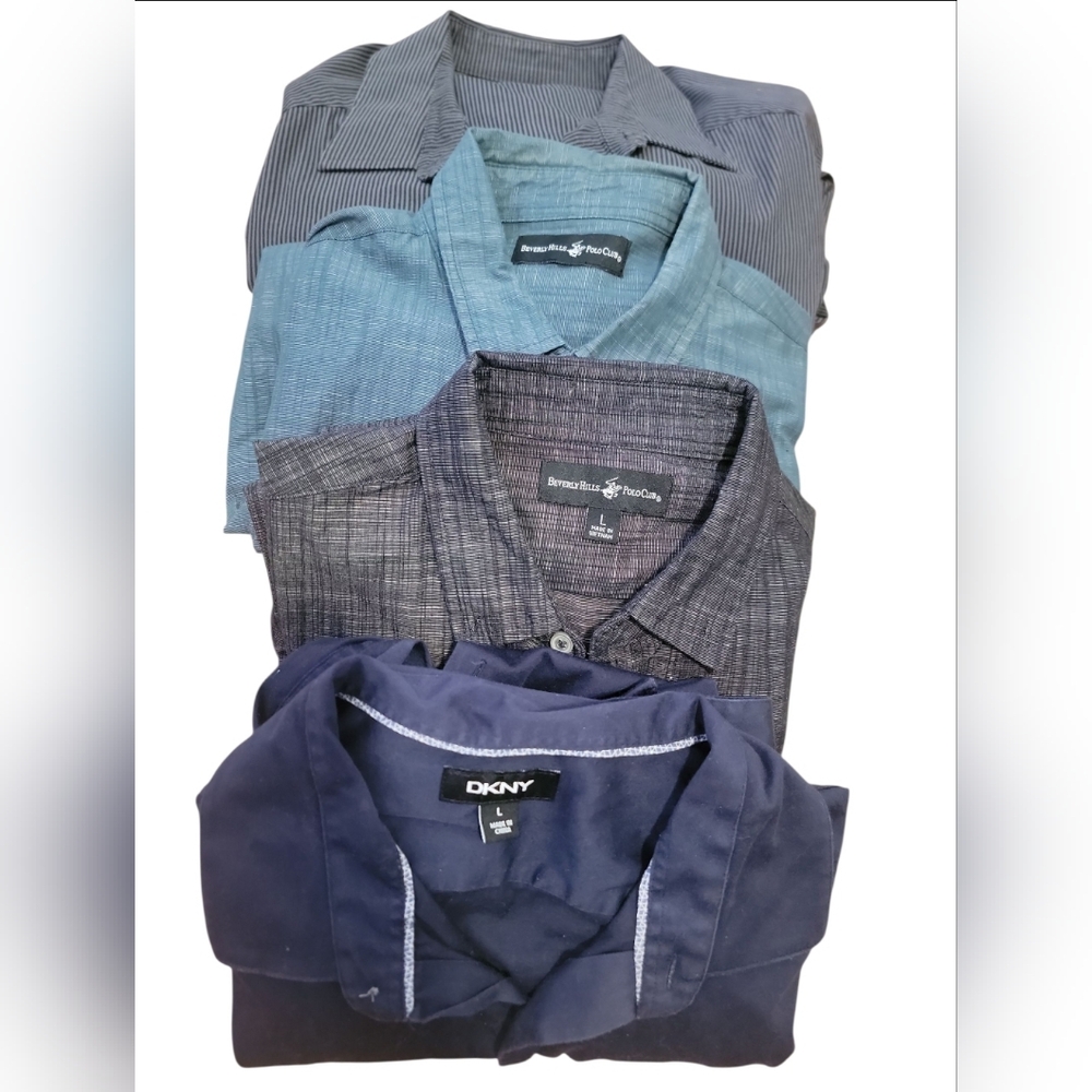 Beverly Hills Polo Club Long Sleeve Shirts - Blue and Gray